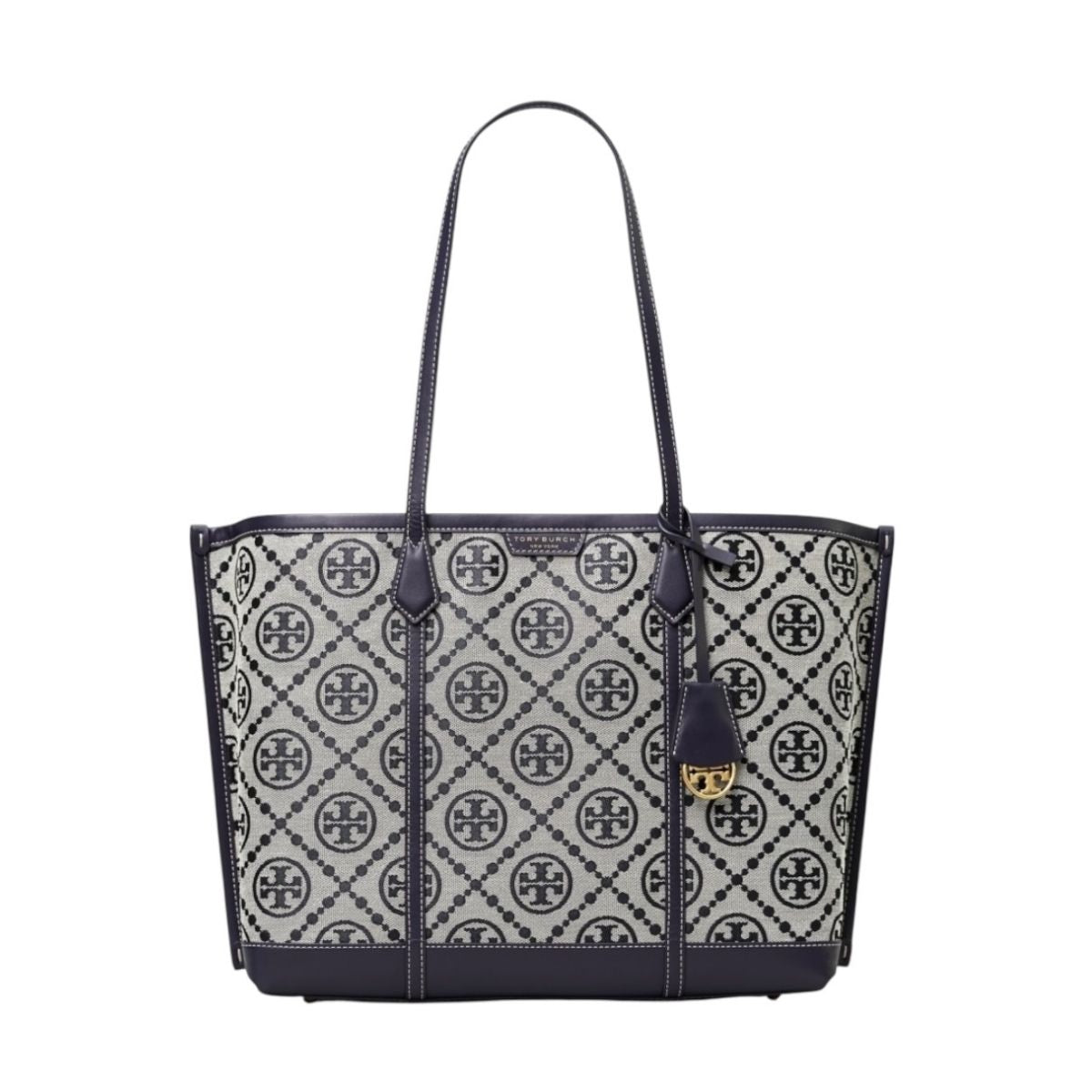 Bolsa Tote Tory Burch Perry Monogram Color Azul Marino
