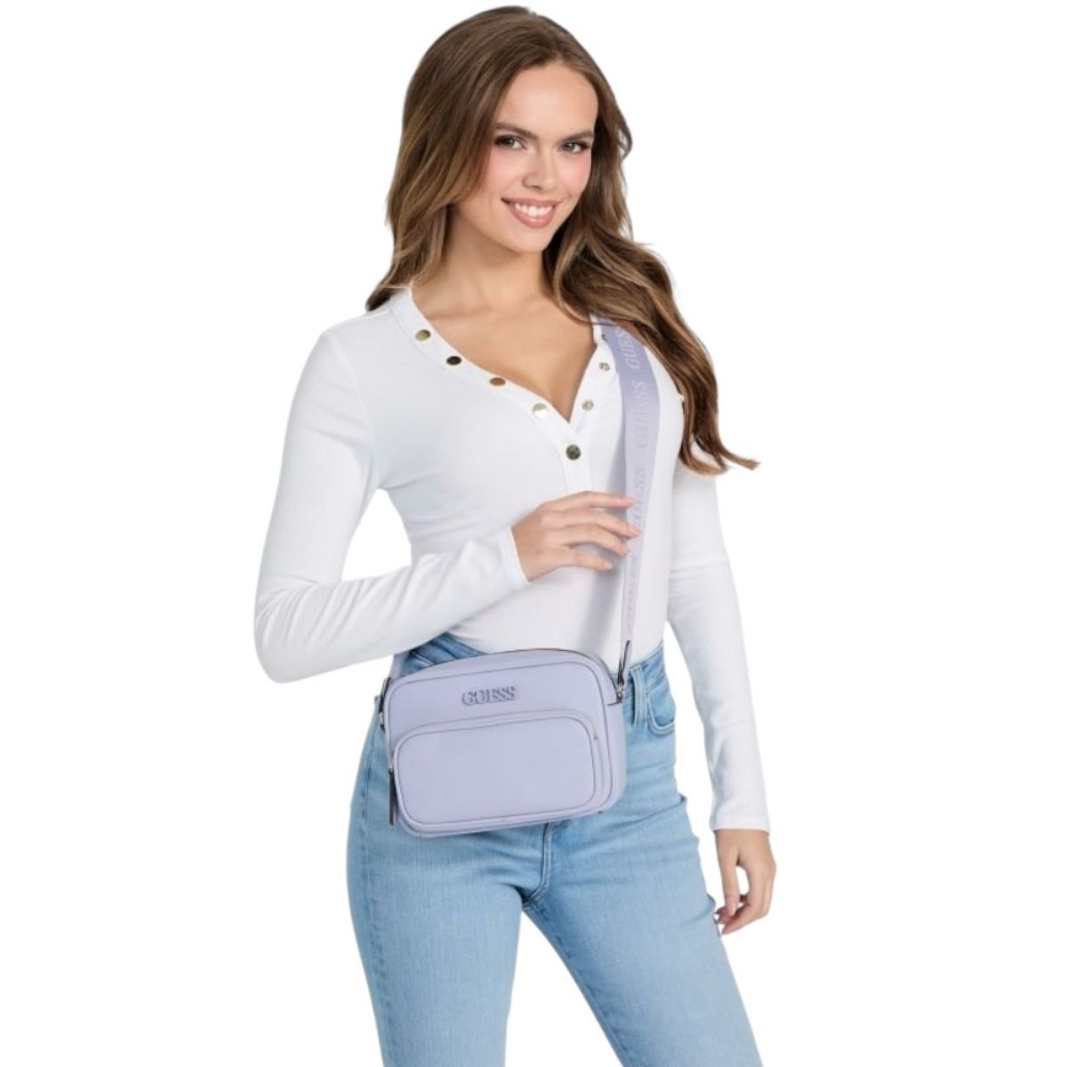 Bolsa Crossbody Guess Zinnia Top Zip Color Lila