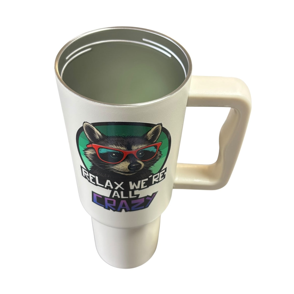 Termo De Acero Inoxidable Blanco Mate Mapache 1.2 Litros