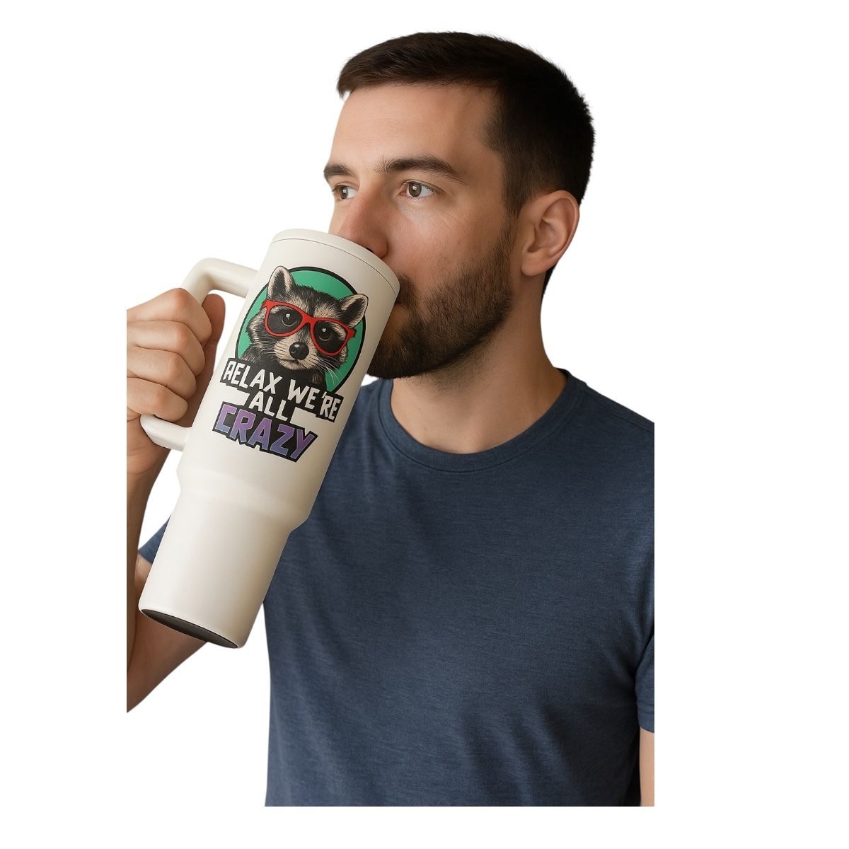 Termo De Acero Inoxidable Blanco Mate Mapache 1.2 Litros