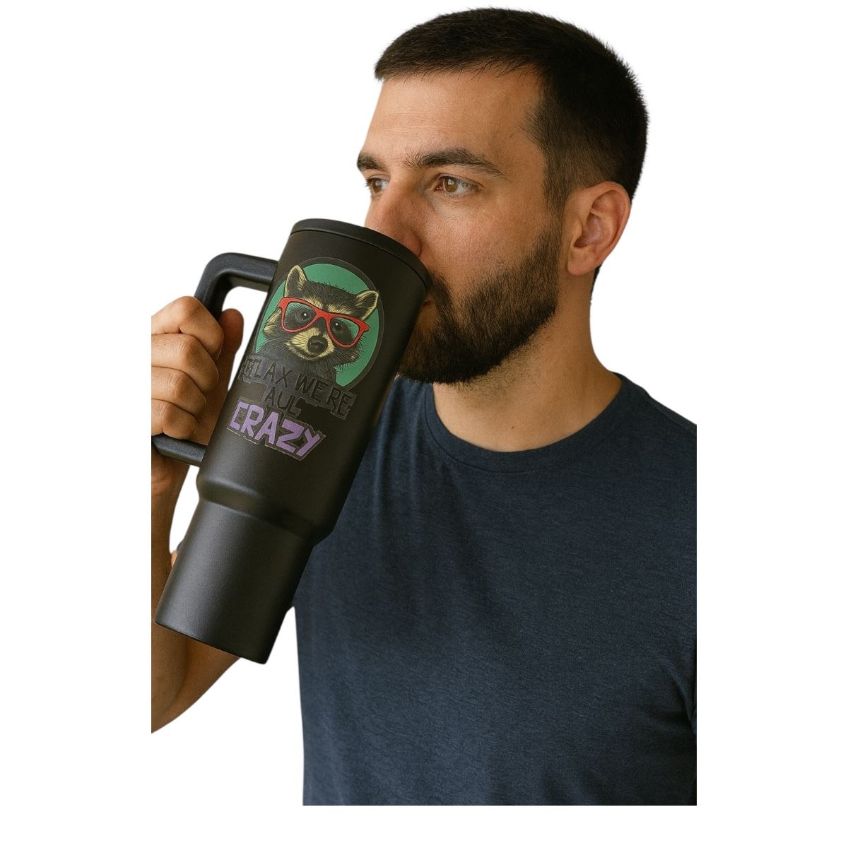 Termo De Acero Inoxidable Negro Mapache 1.2 Litros