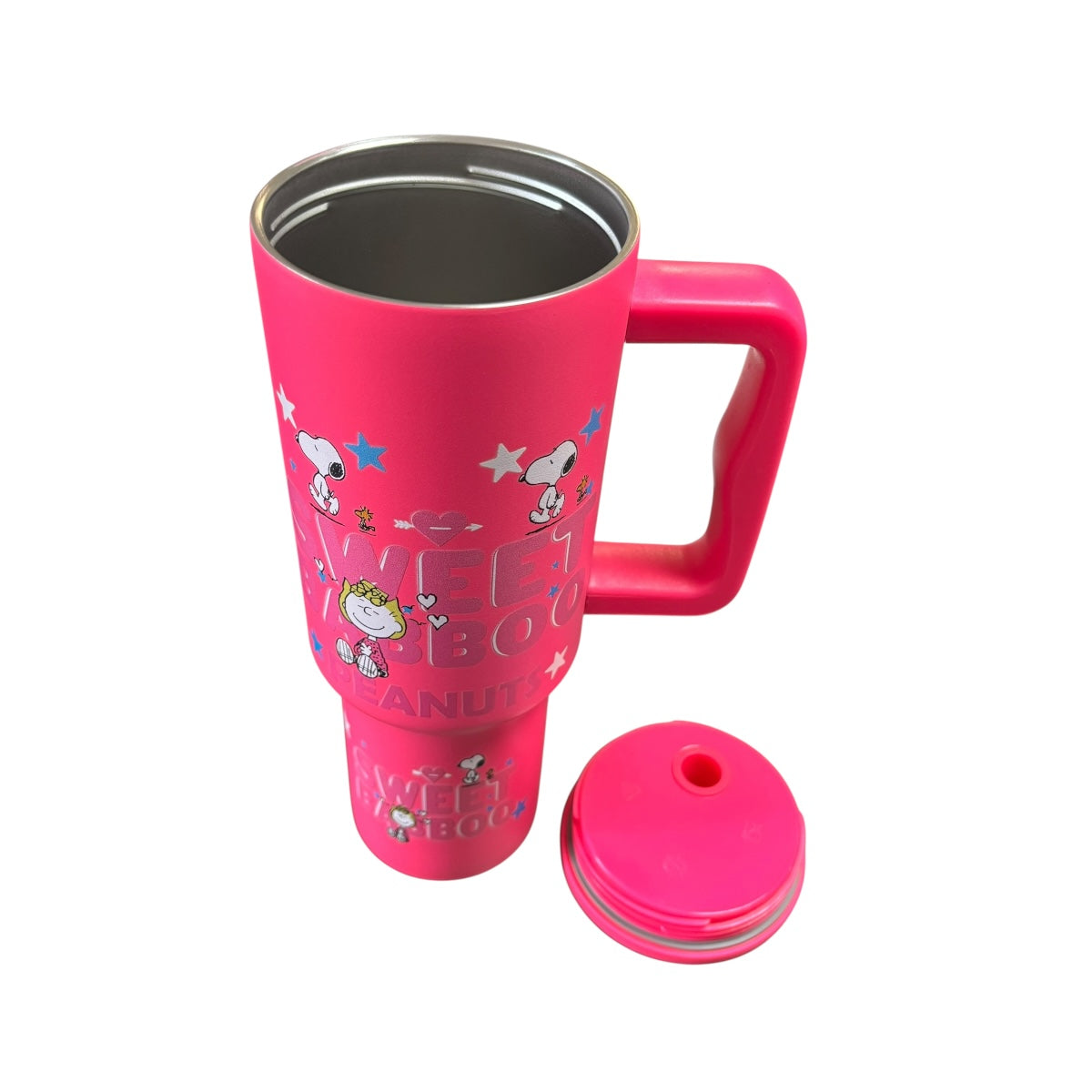 Termo De Acero Inoxidable Fucsia Snoopy 1.2 Litros