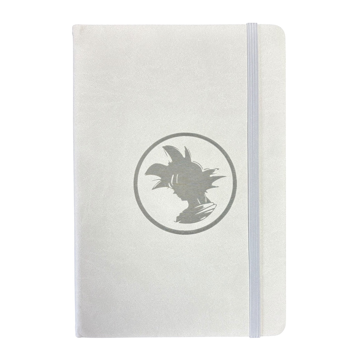Libreta tapa dura color blanco, pasta dura, hojas rayadas,Goku