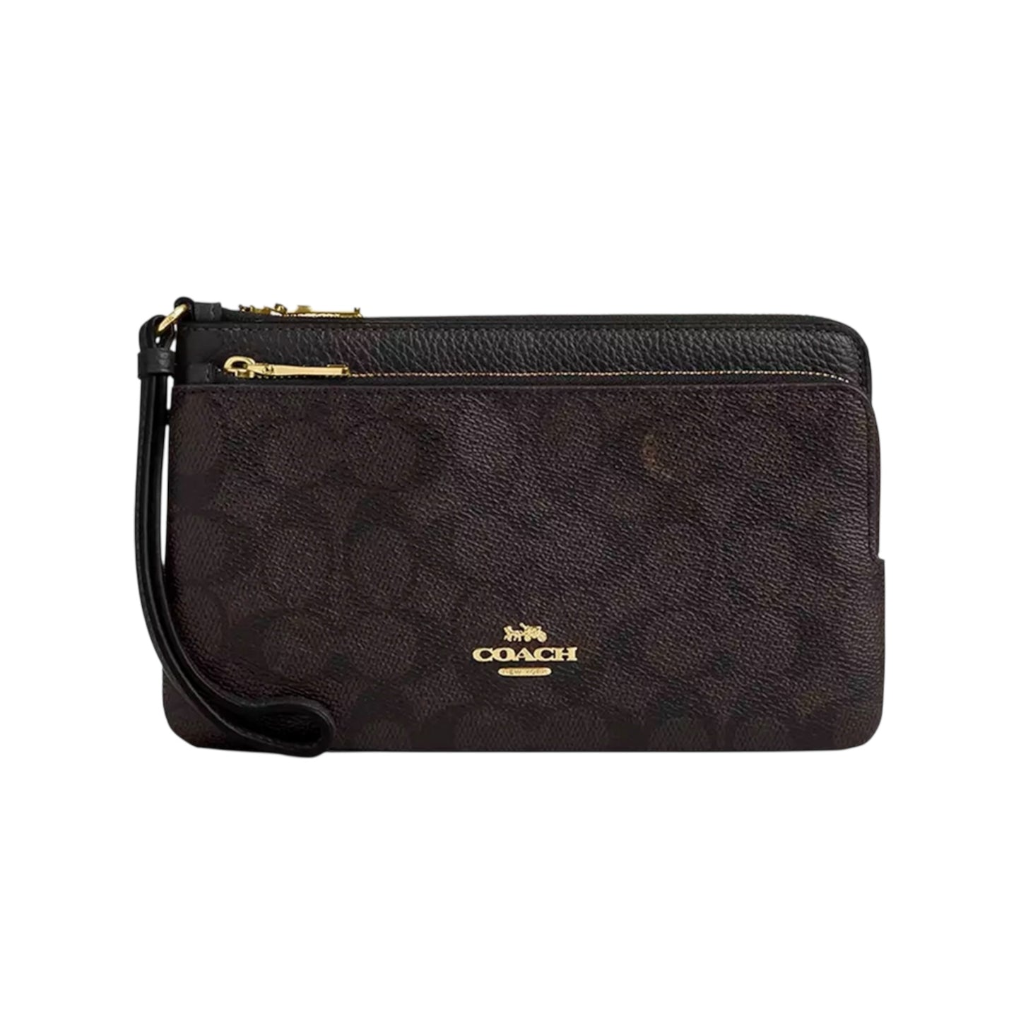 Cartera COACH Doble Zipwristlet Color Café