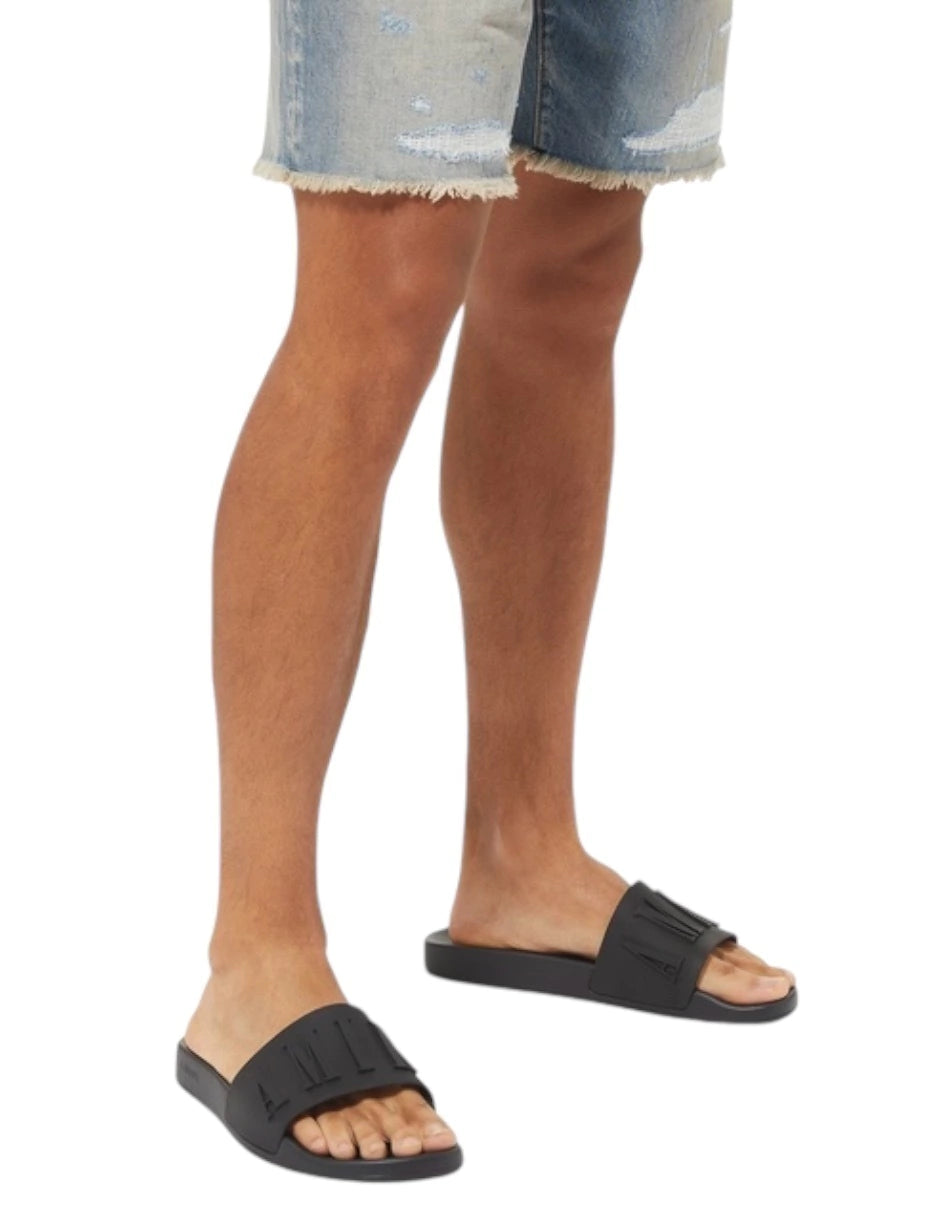 SANDALIAS AMIRI POOL SLIDE DEBOSSED BLACK