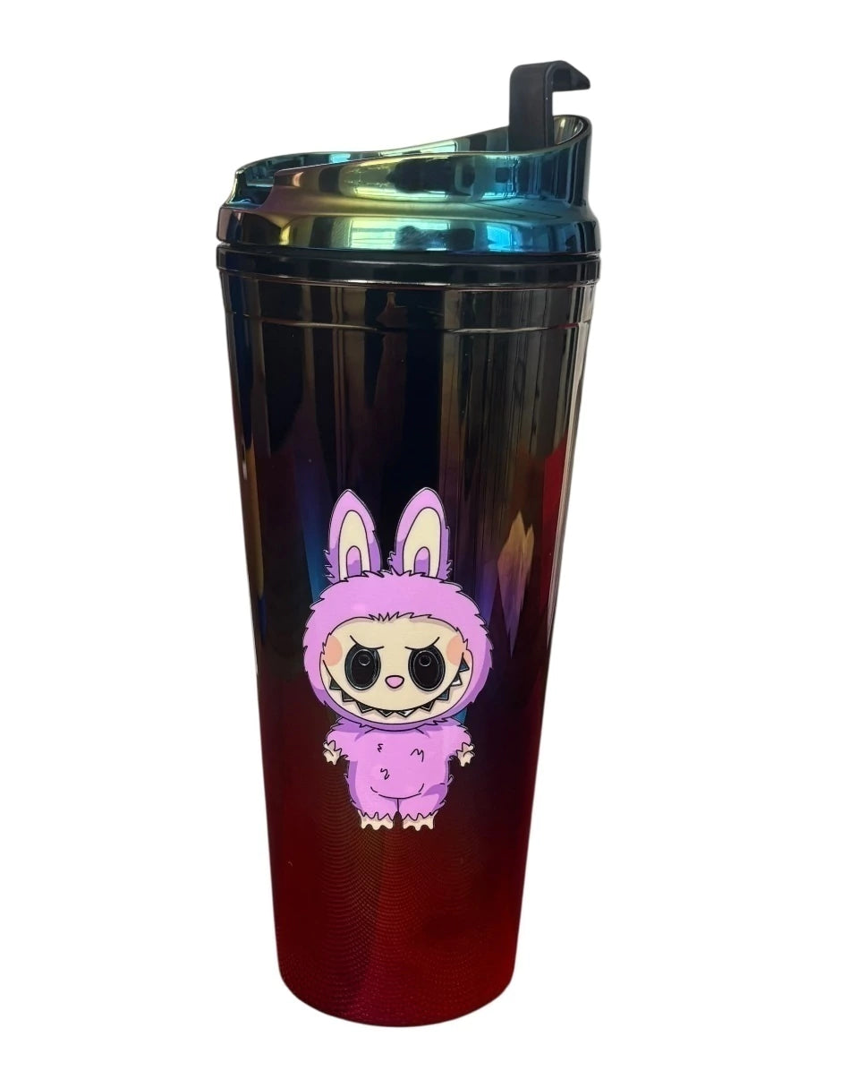 Termo de Acrílico con gliter multicolor, Tornasol, Labubu