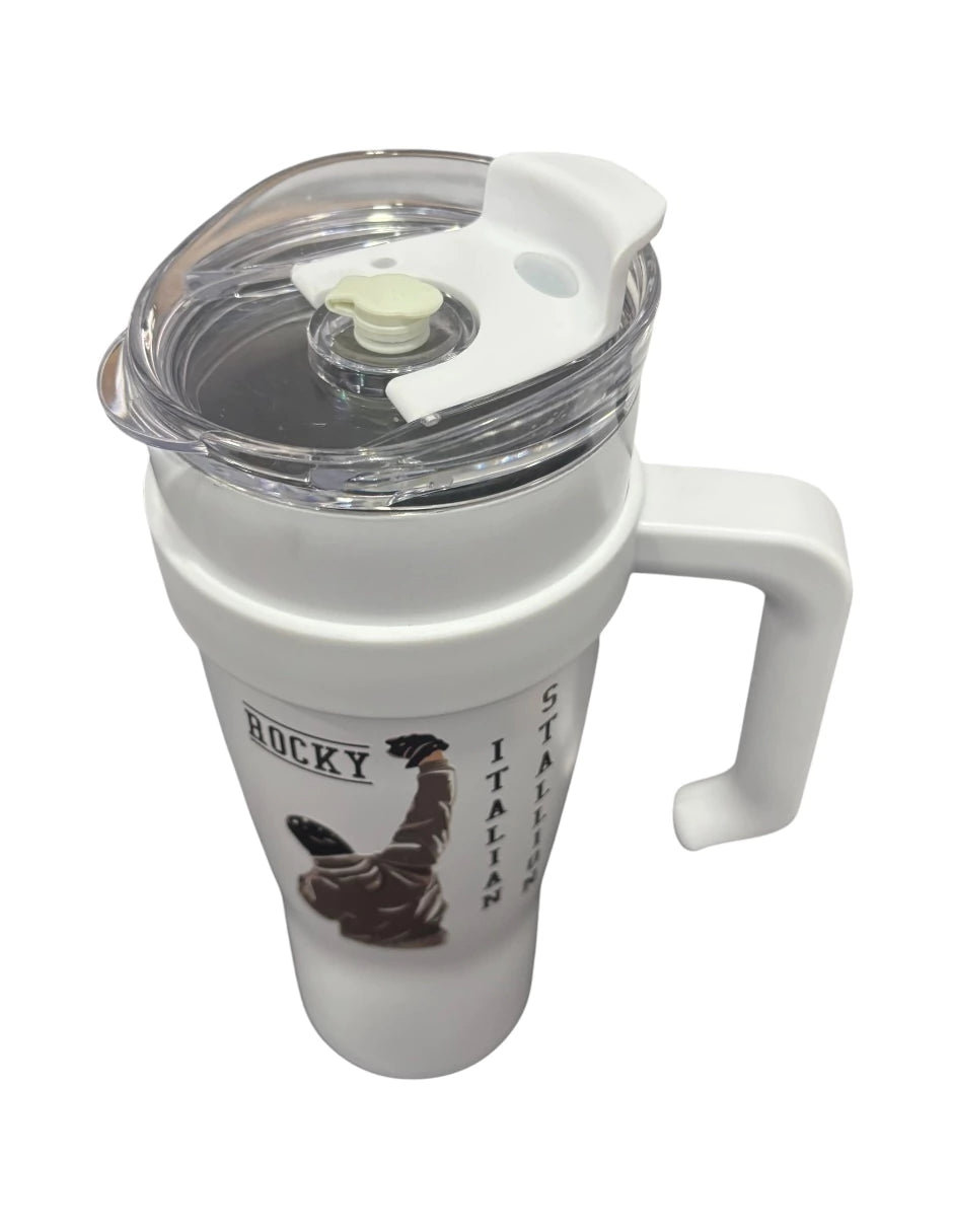 Termo de acero inoxidable color blanco, Rocky, de 1.2 litros