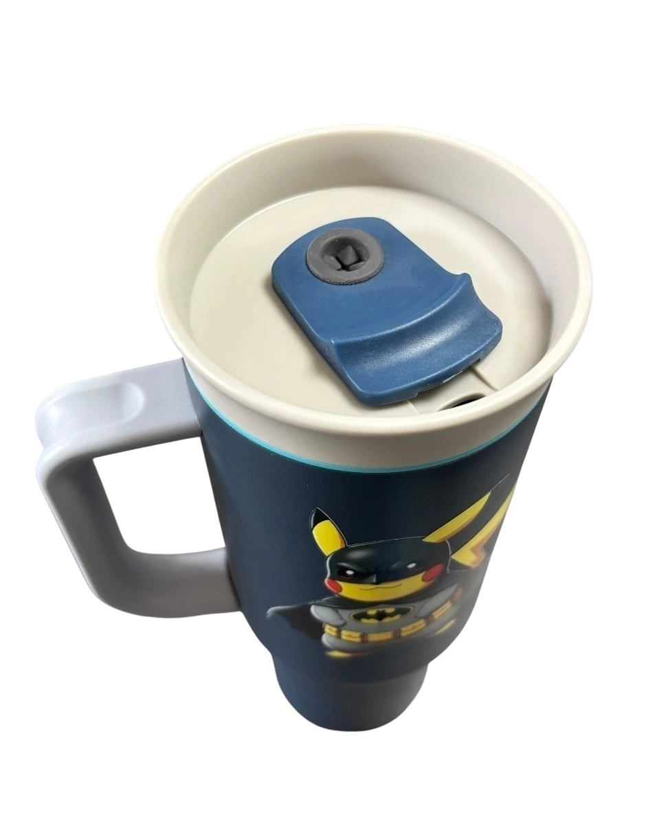 Termo de acero inoxidable de 1.2 litros (40 OZ) color azul marino, Pikachu