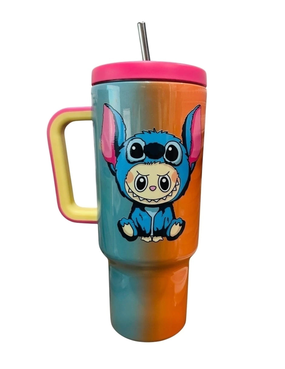 Termo de acero inoxidable multicolor de Labubu