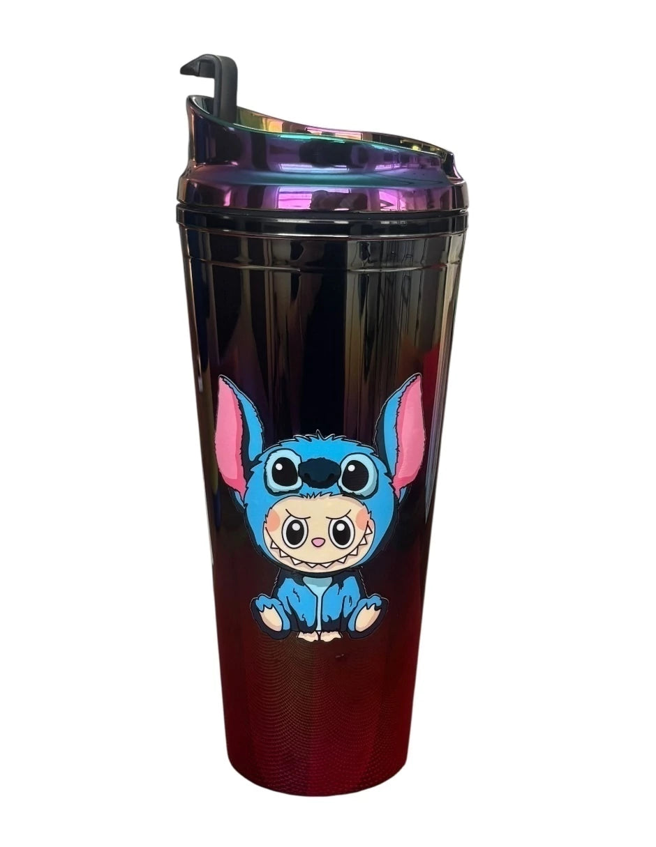 Termo de Acrílico con gliter multicolor, Tornasol, Labubu