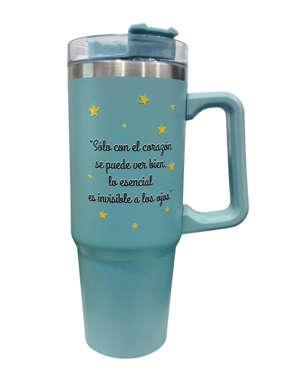 Termo de acero inoxidable, El principito, capacidad 30 Oz Azul petroleo