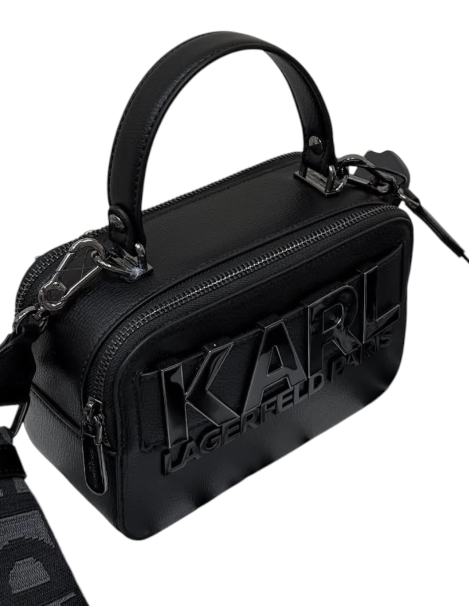 Bolsa Crossbody Karl Lagerfeld Paris Simone de piel color negro