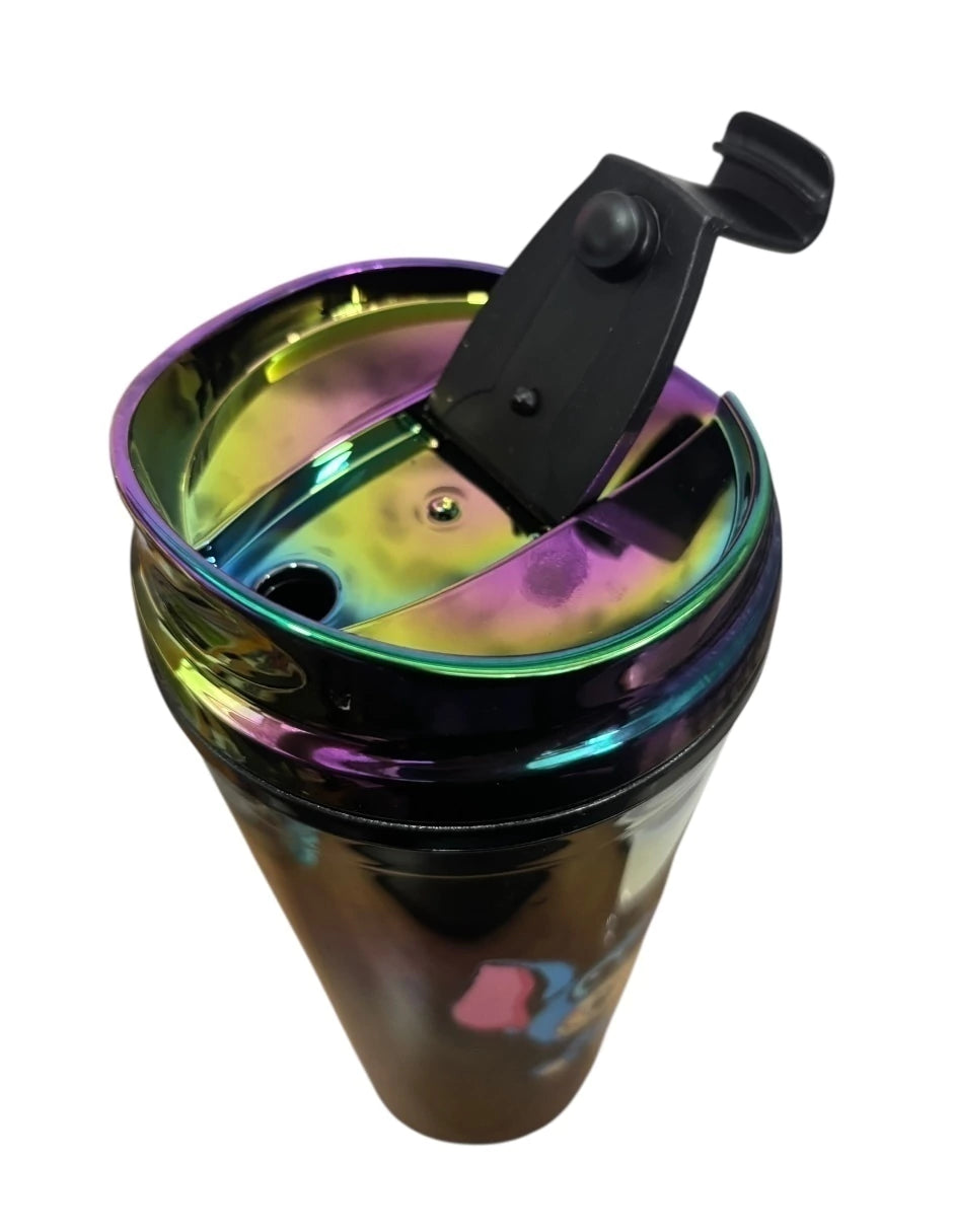 Termo de Acrílico con gliter multicolor, Tornasol, Labubu