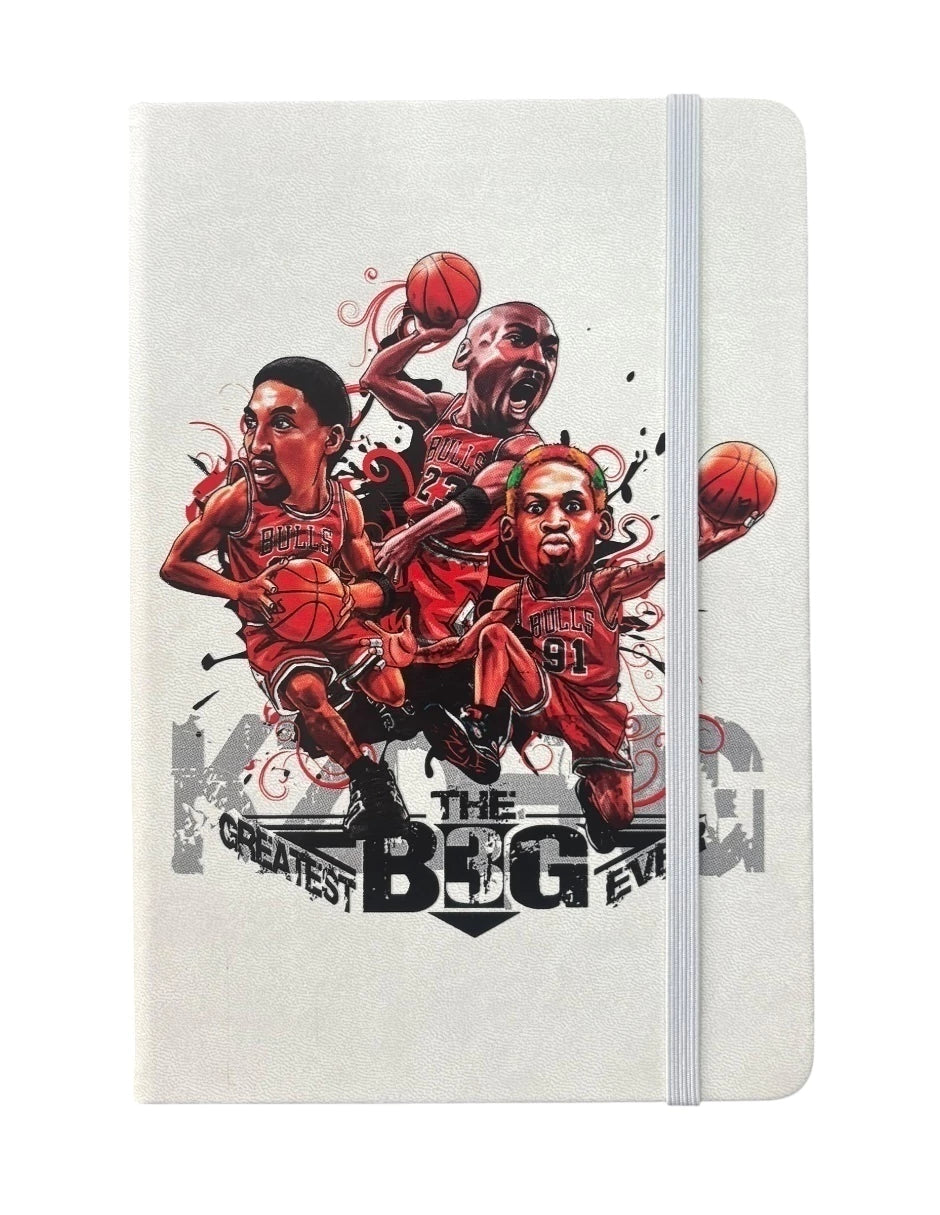 Libreta estilo francés color blanco, hojas rayadas, Bulls de Chicago