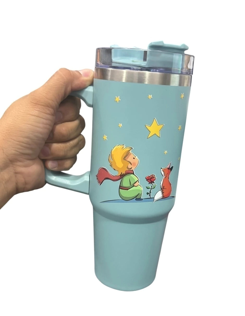 Termo de acero inoxidable, El principito, capacidad 30 Oz Azul petroleo