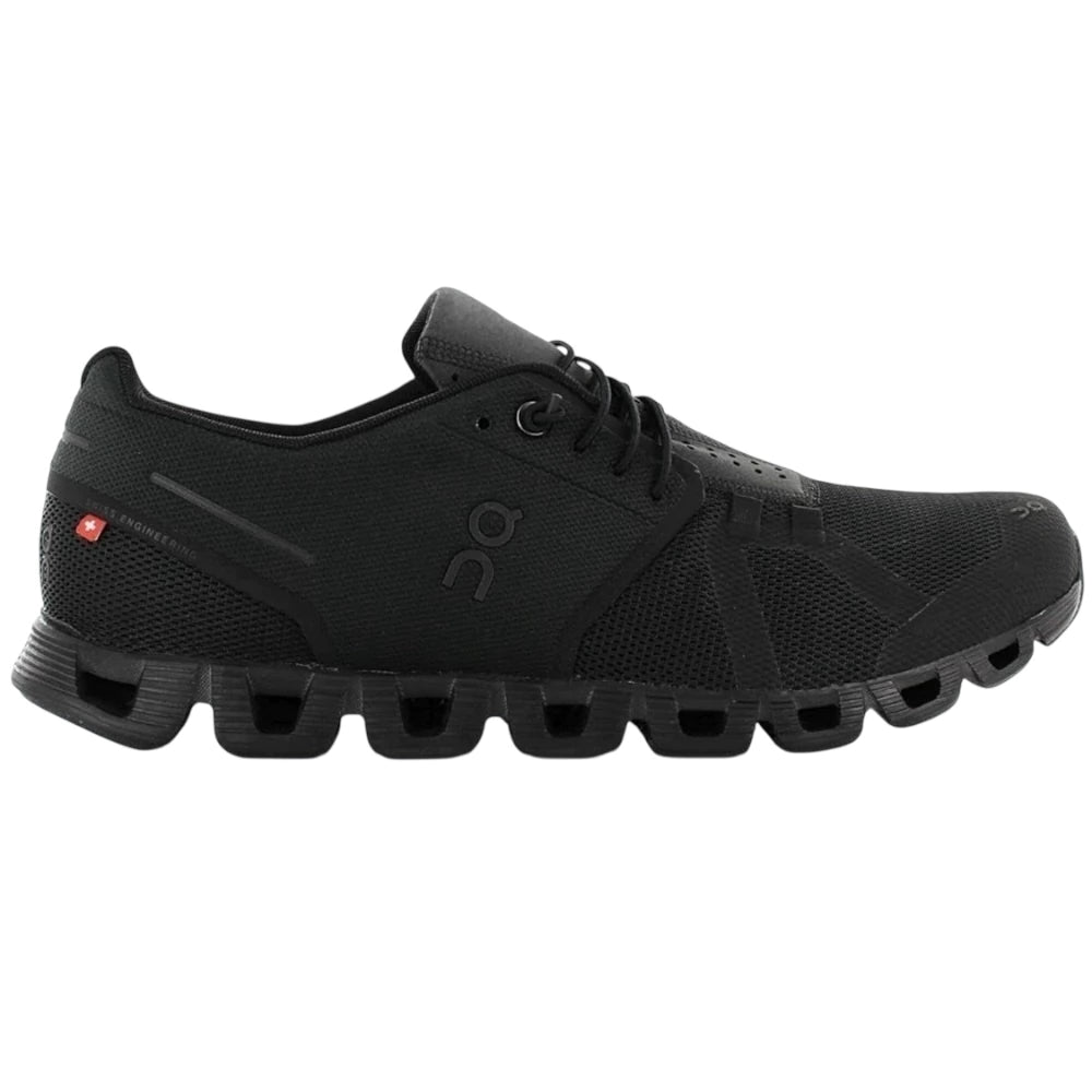 Tenis On Cloud 5 running all Black, suela de goma