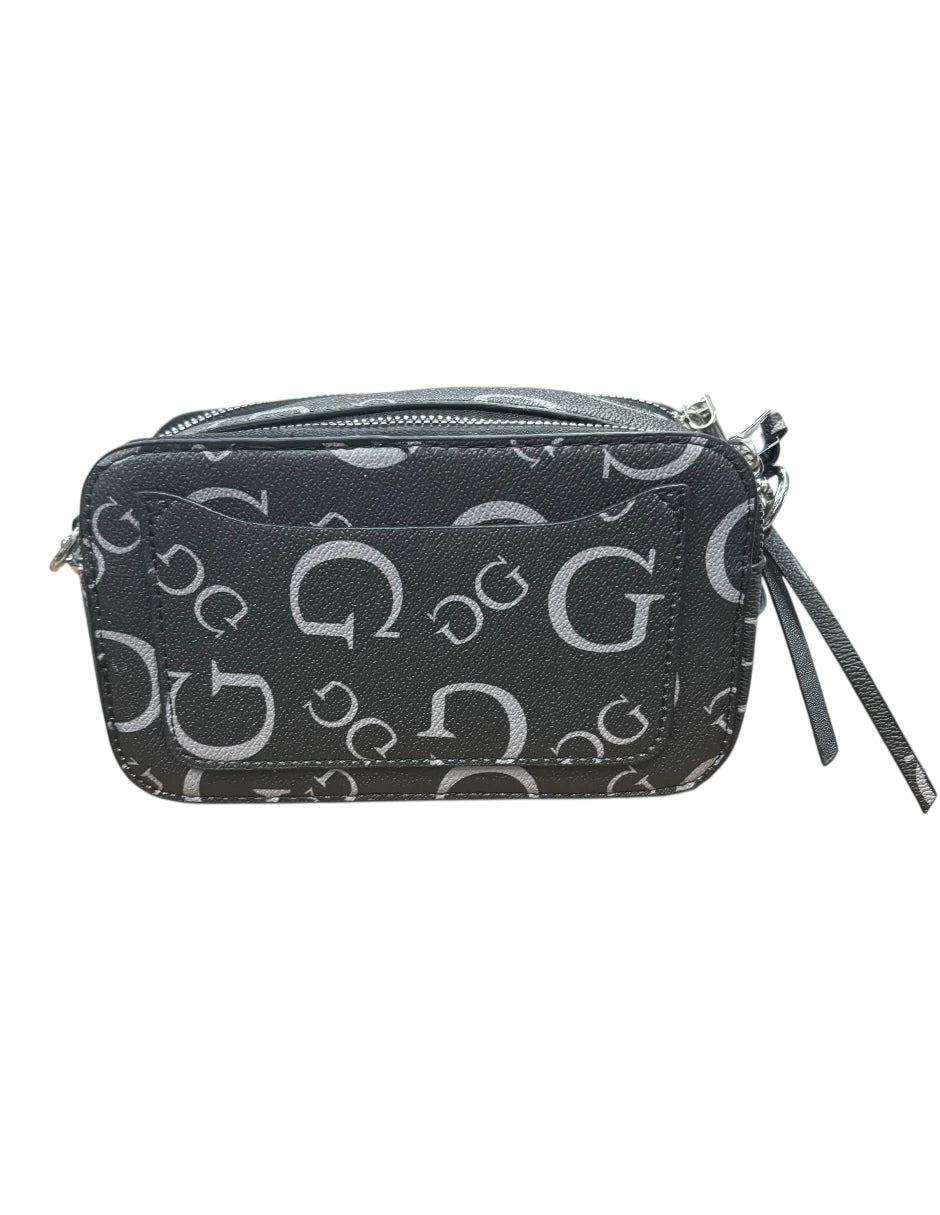 Bolsa chica Crossbody GUESS negro con letras grises