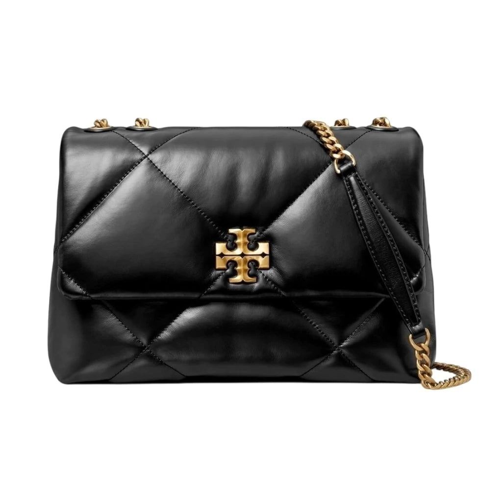 Bolsa Crossbody Tory Burch color negro con doble asa dorada ajustable