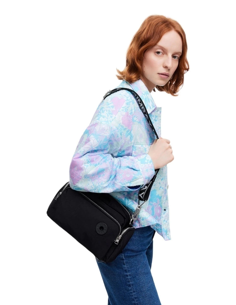 Bolsa Bandolera Bimba y Lola Mediana Color Negro logo circular