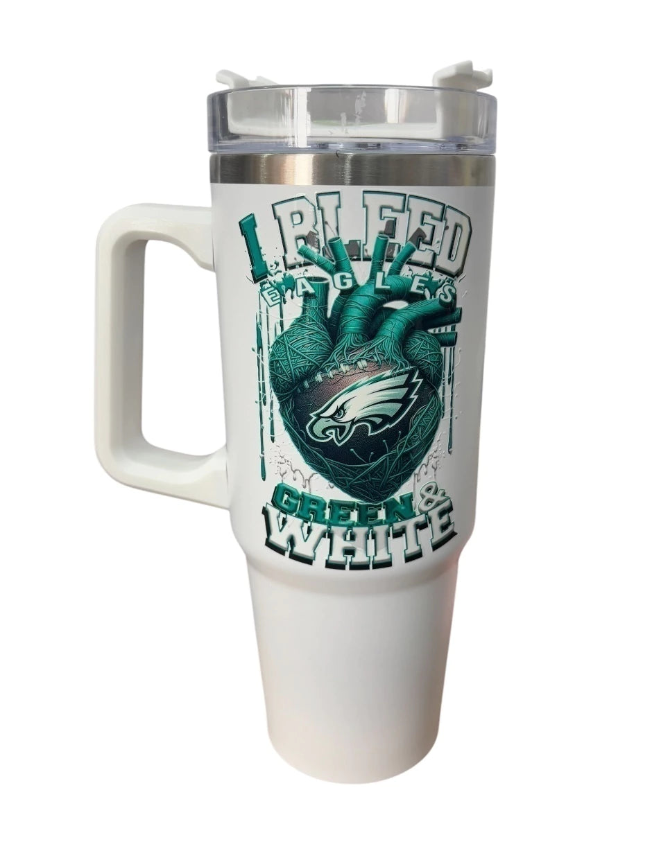 Termo de acero inoxidable Fartmex color blanco NFL Philadelphia Eagles