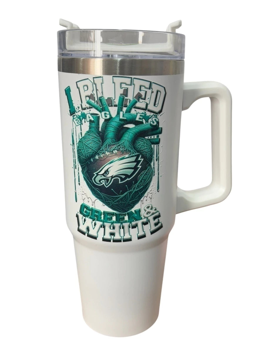 Termo de acero inoxidable Fartmex color blanco NFL Philadelphia Eagles