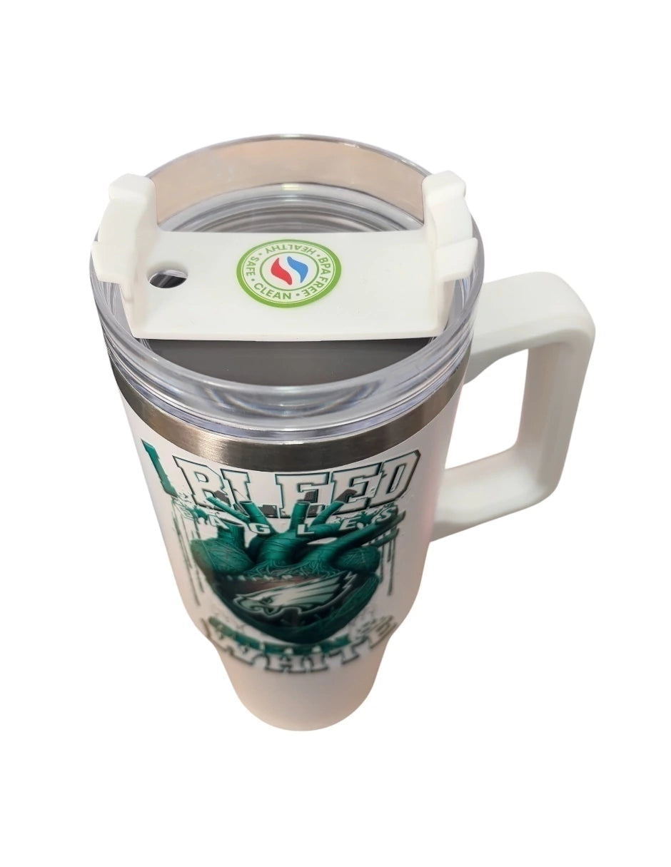 Termo de acero inoxidable Fartmex color blanco NFL Philadelphia Eagles