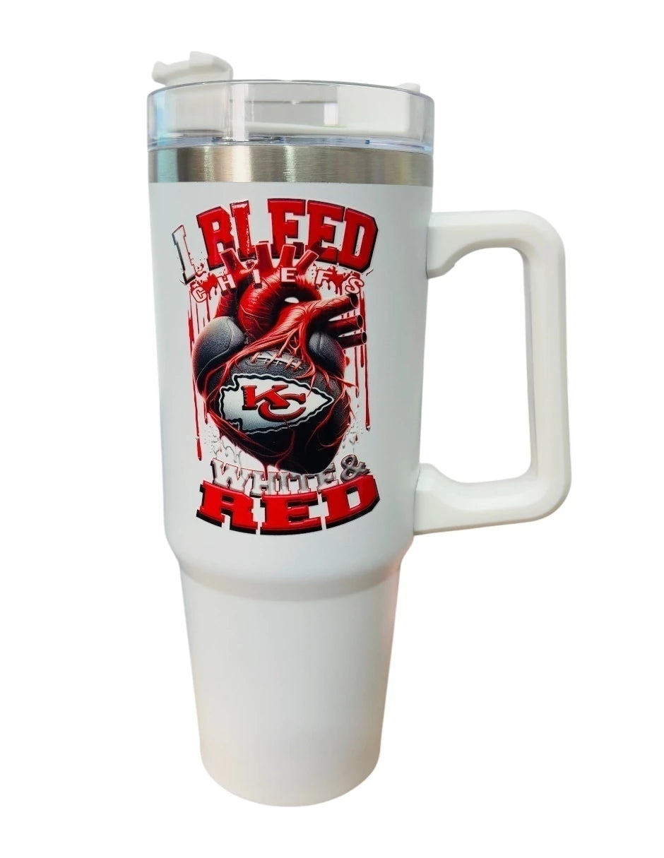 Termo de acero inoxidable Fartmex color blanco NFL Kansas City