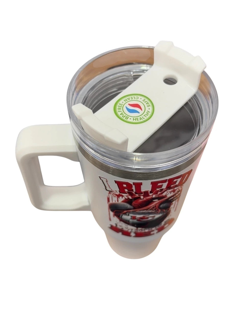 Termo de acero inoxidable Fartmex color blanco NFL Kansas City