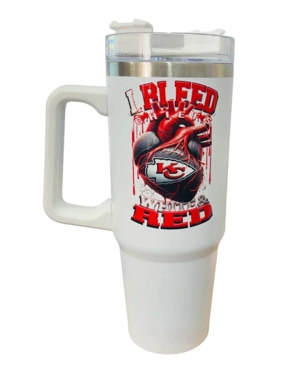 Termo de acero inoxidable Fartmex color blanco NFL Kansas City