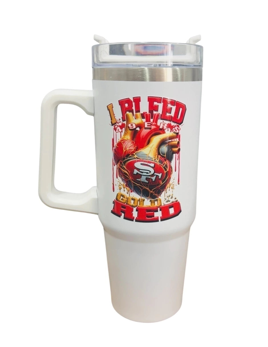 Termo de acero inoxidable Fartmex color blanco NFL 49´S San Francisco