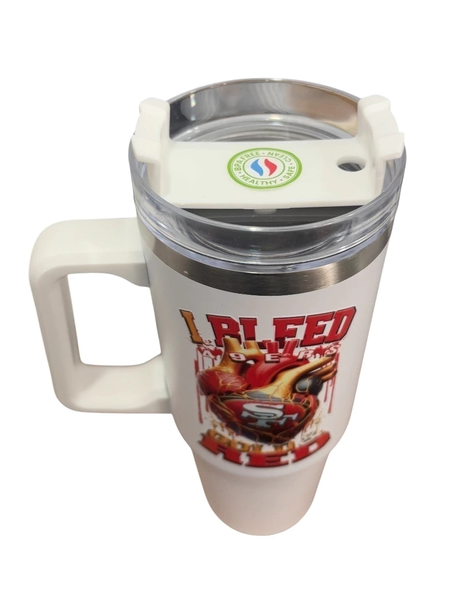 Termo de acero inoxidable Fartmex color blanco NFL 49´S San Francisco