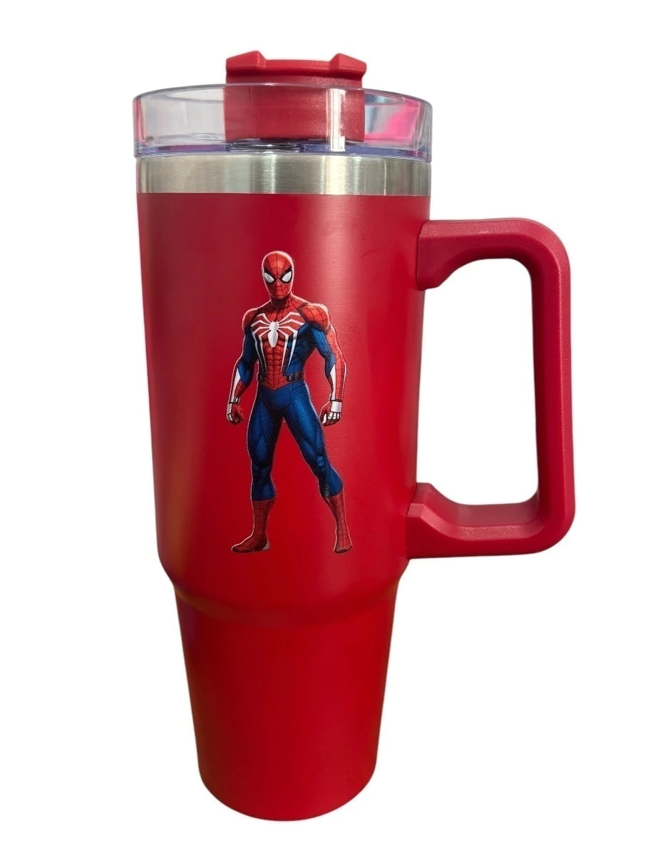 Termo de acero inoxidable Fartmex color rojo, Spiderman