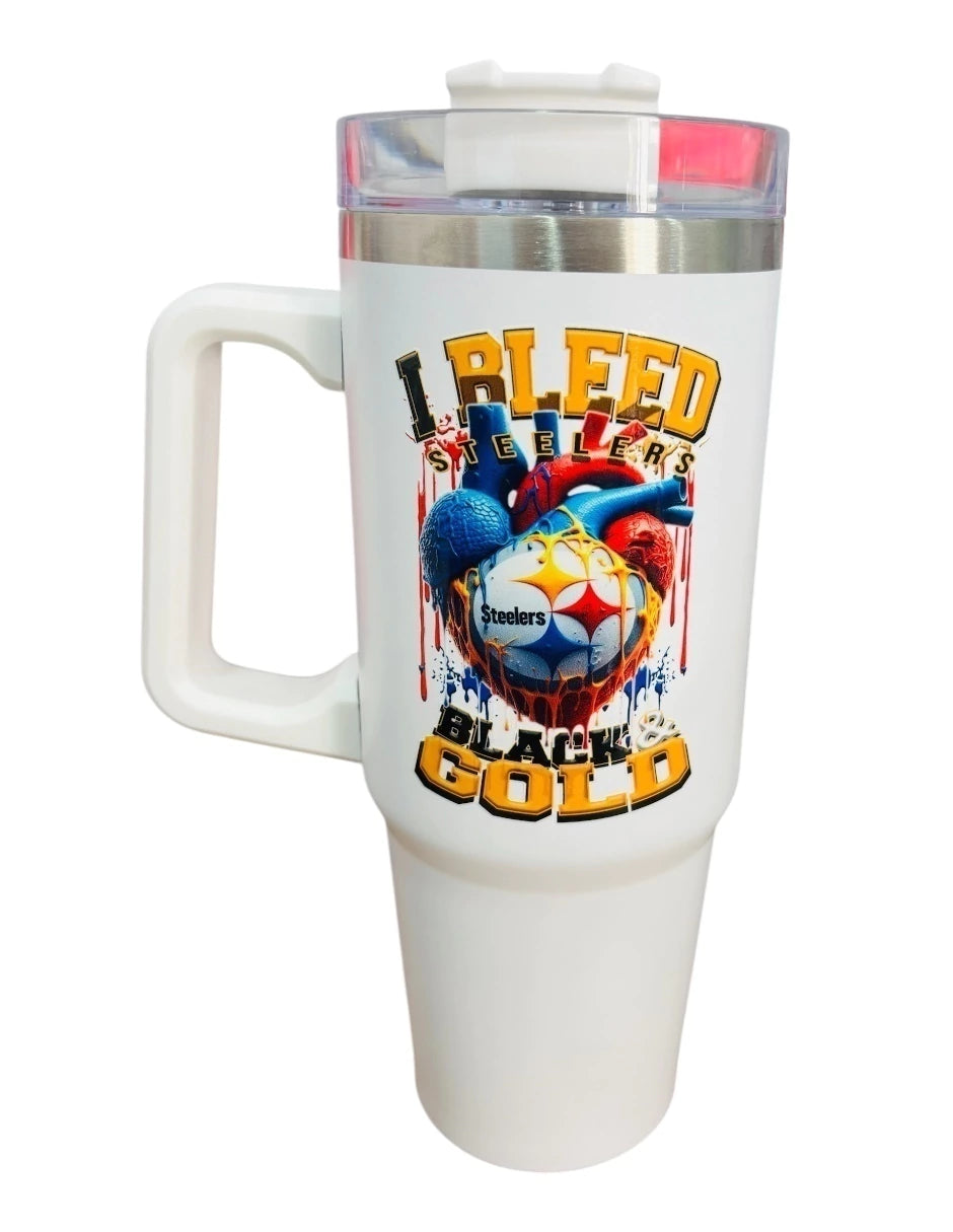 Termo de acero inoxidable Fartmex color blanco NFL Steelers