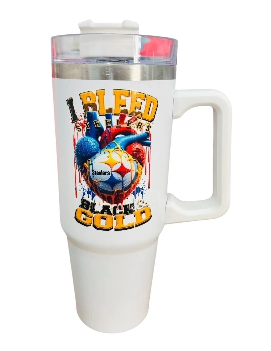 Termo de acero inoxidable Fartmex color blanco NFL Steelers