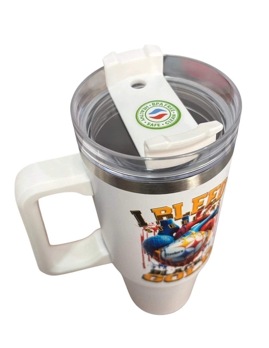 Termo de acero inoxidable Fartmex color blanco NFL Steelers