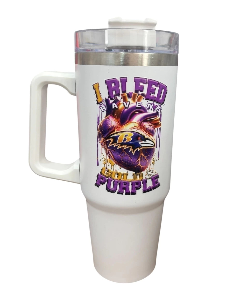 Termo de acero inoxidable Fartmex color blanco, NFL Ravens