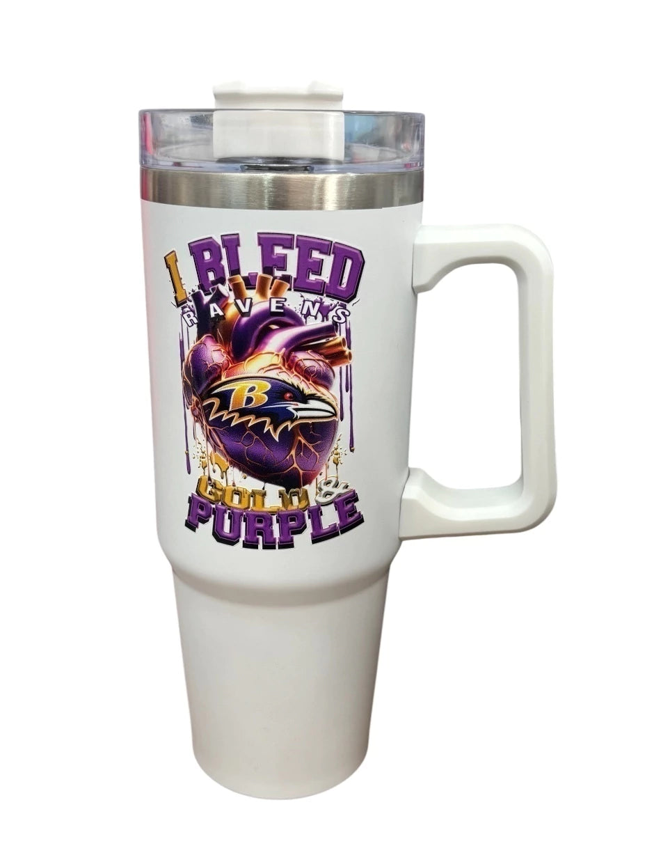 Termo de acero inoxidable Fartmex color blanco, NFL Ravens