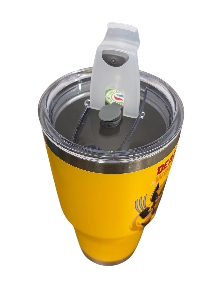 Termo de acero inoxidable Macarena Brand color amarillo, Deadpool & Wolwerine