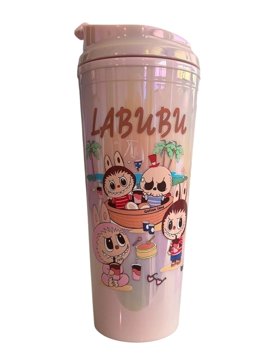 Termo de Acrílico con gliter color rosa, Labubu