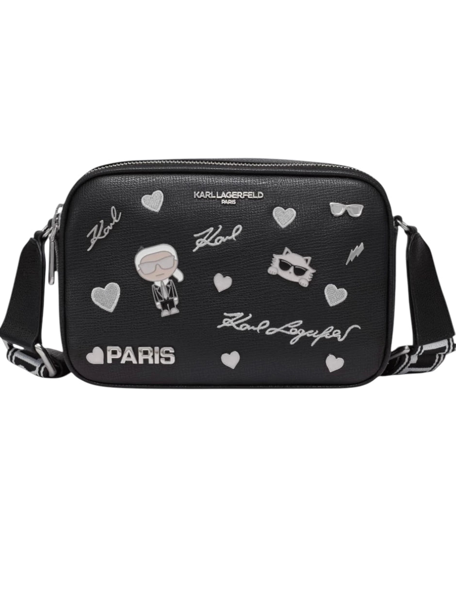 Bolsa Crossbody Karl Lagerfeld Paris de piel color negro