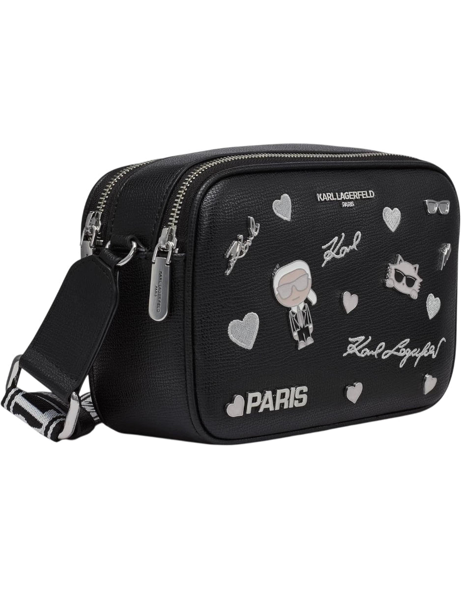 Bolsa Crossbody Karl Lagerfeld Paris de piel color negro