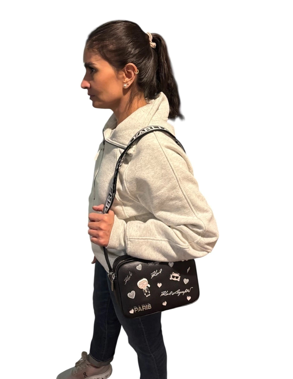 Bolsa Crossbody Karl Lagerfeld Paris de piel color negro