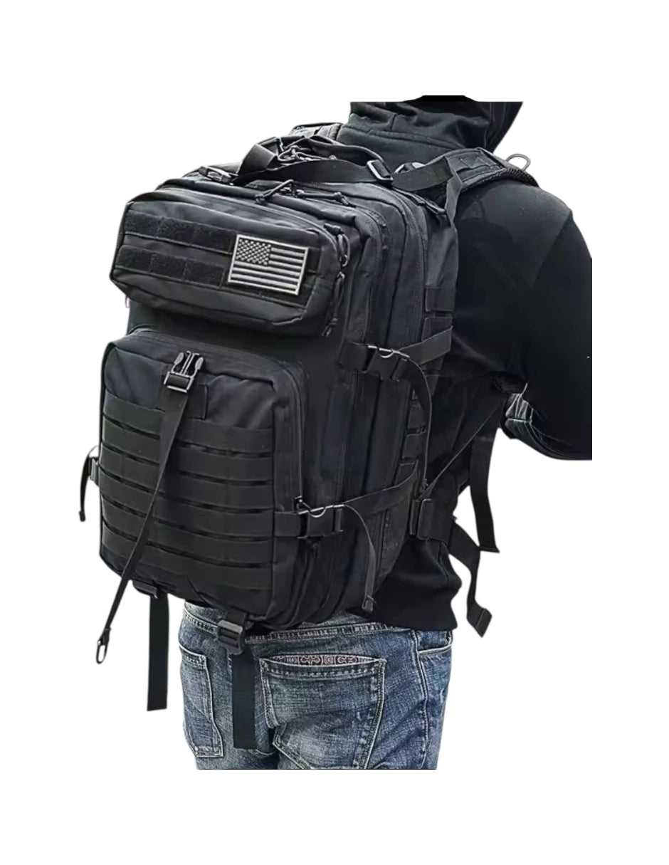 Mochila de gran capacidad XL color negra de nylon con poliester