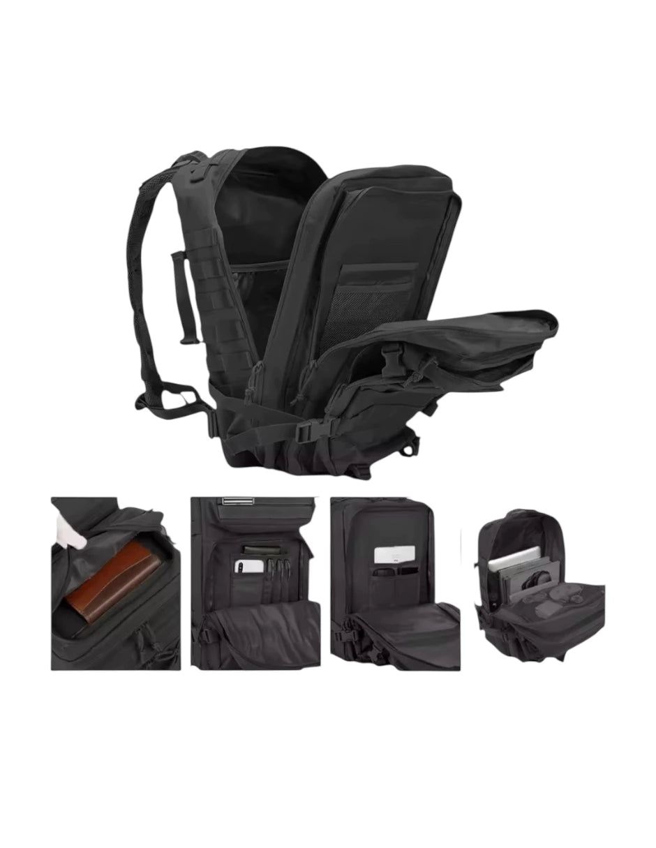 Mochila de gran capacidad XL color negra de nylon con poliester