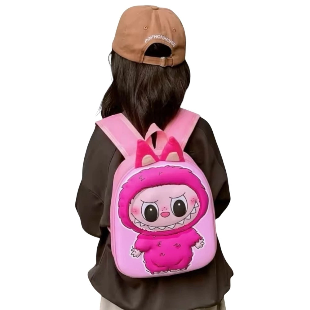 Mochila escolar color rosa de Labubu
