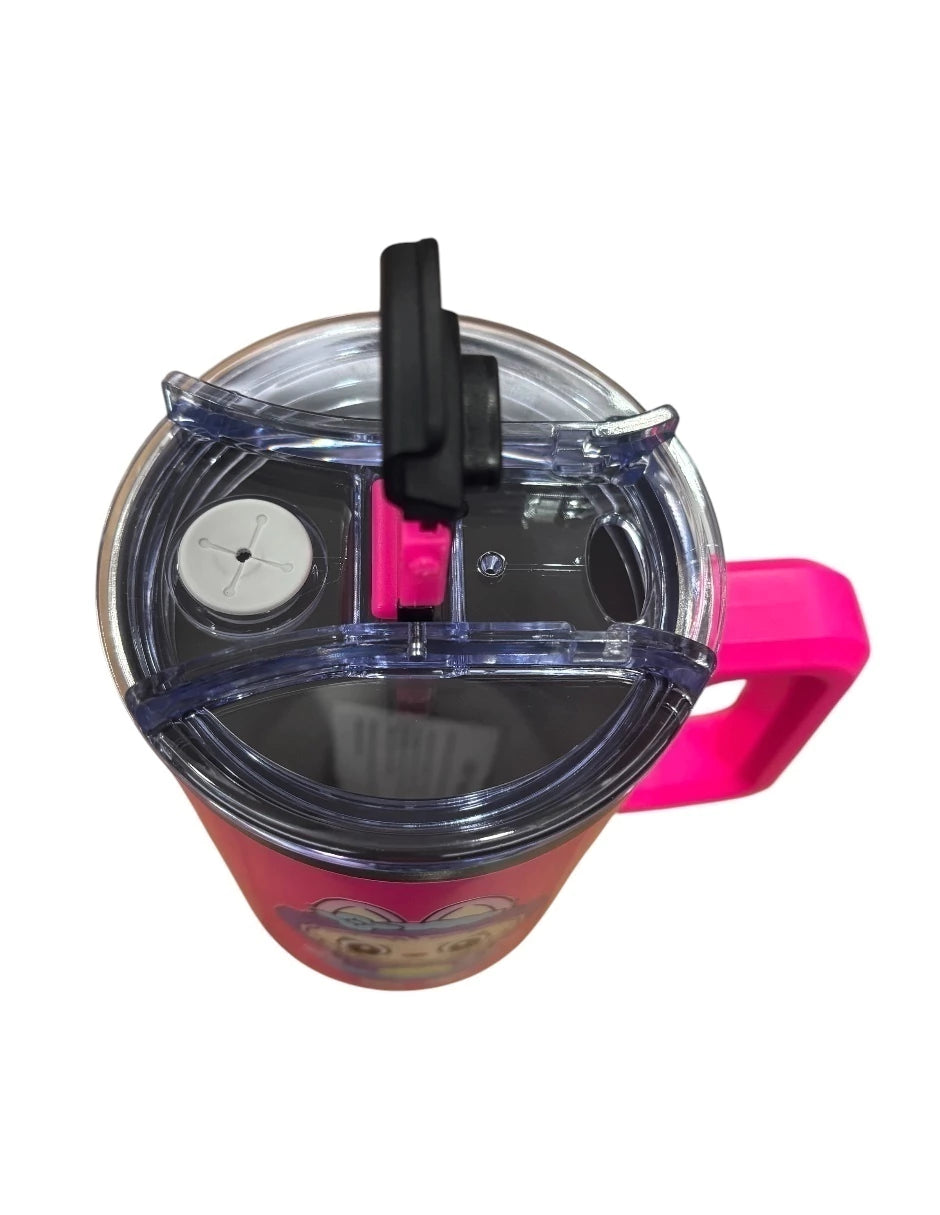 Termo de acero inoxidable Marca EICHH color fucsia Labubu