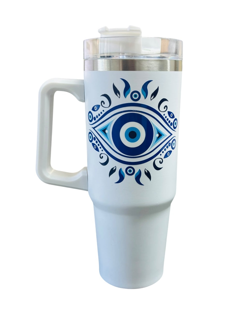 Termo Color Blanco Ojo Turco 887 Mililitros