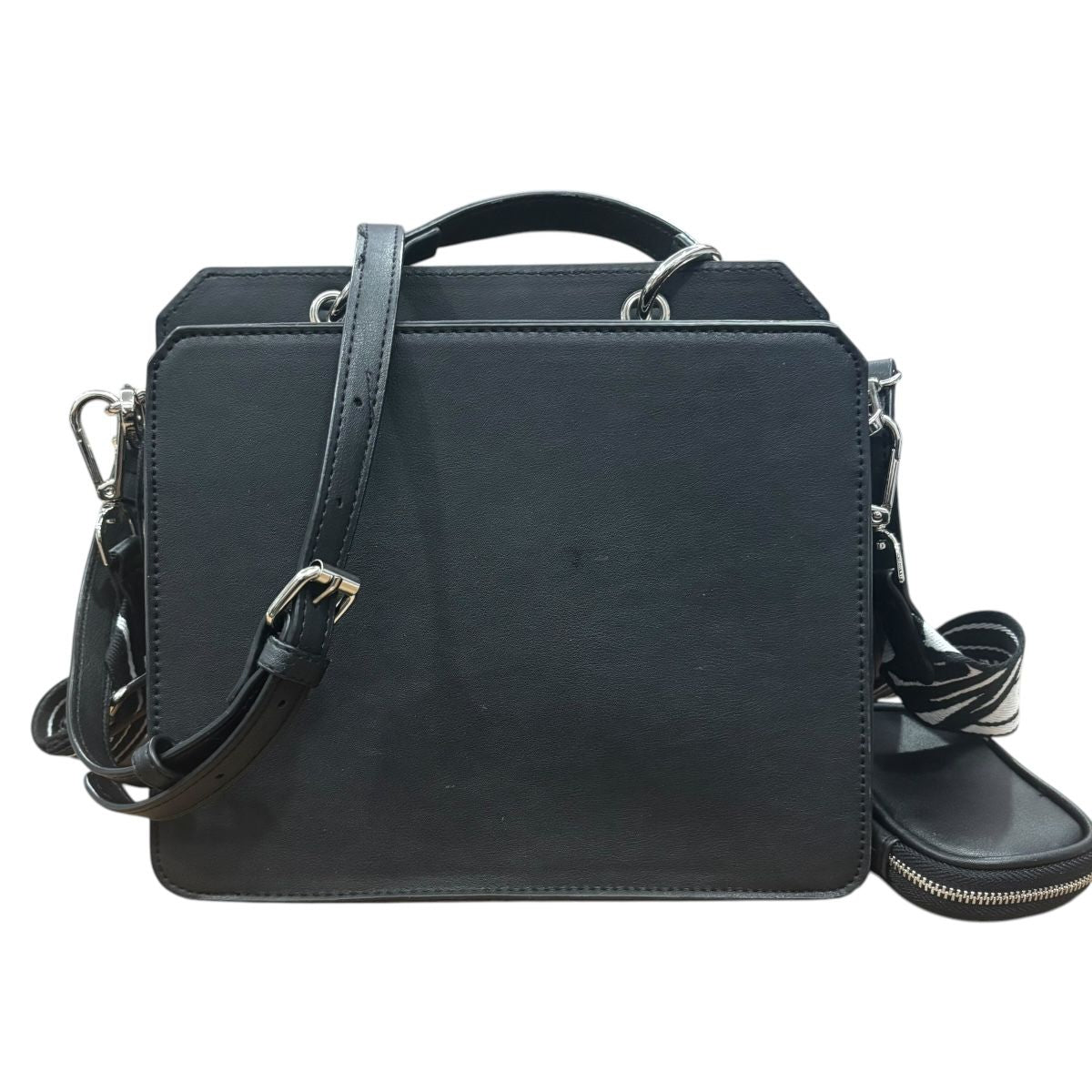 Bolsa Shoulder Mini Steve Madden Color Negro con Doble Asa y Monedero