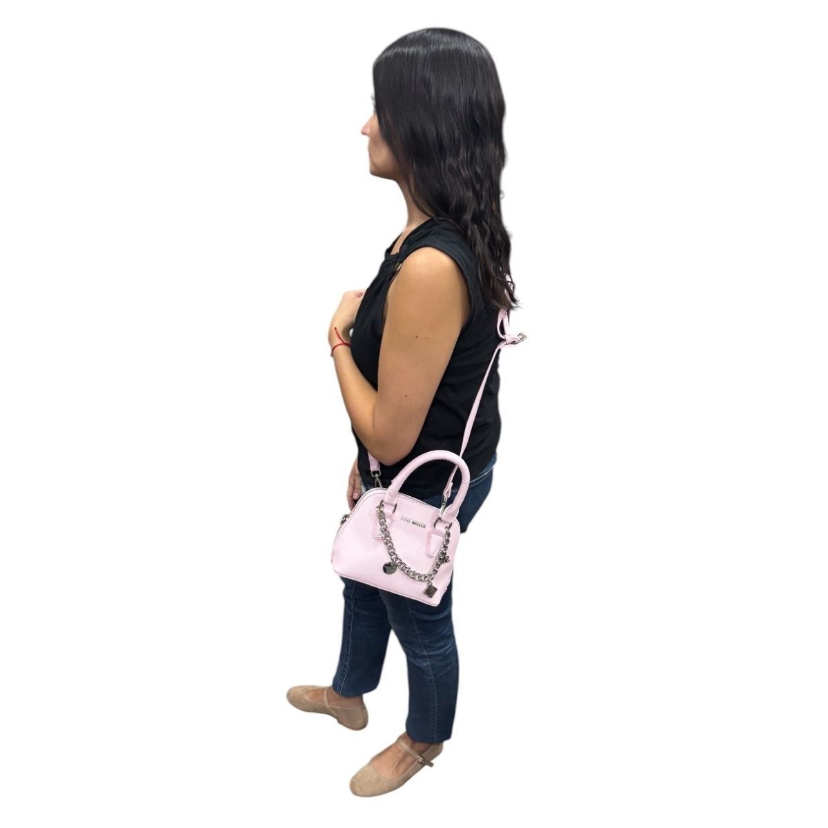 Bolsa Mini Crossbody Steve Madden Color Rosa Nylon con Asa Ajustable