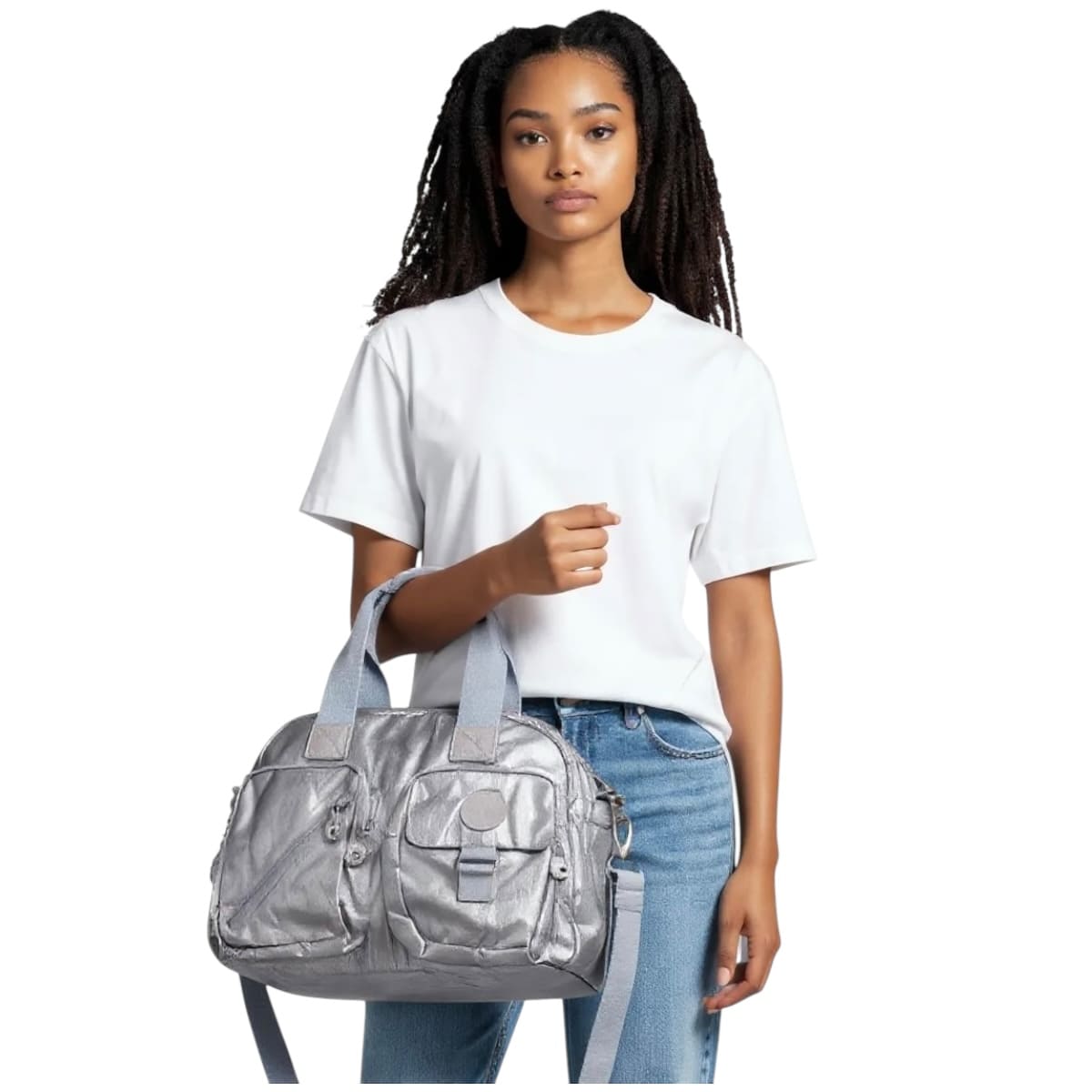 Bolsa Crossbody Kipling Color Lila Metálico Satinado Defea